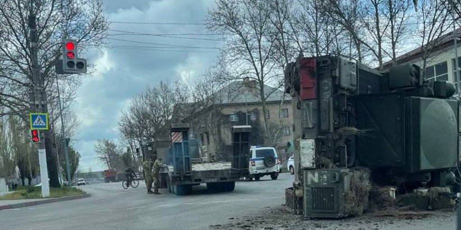 ЗРК "Тор", перевернулась система пво, россия пво, ЗРК  в мелитополе