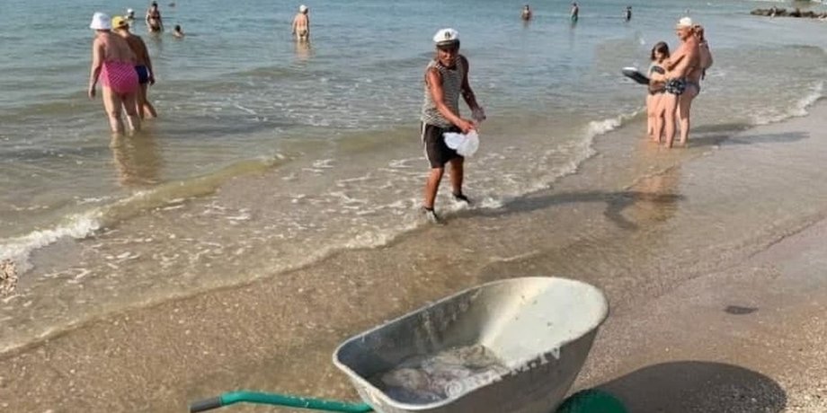 Азовское море, пляж, медузы,