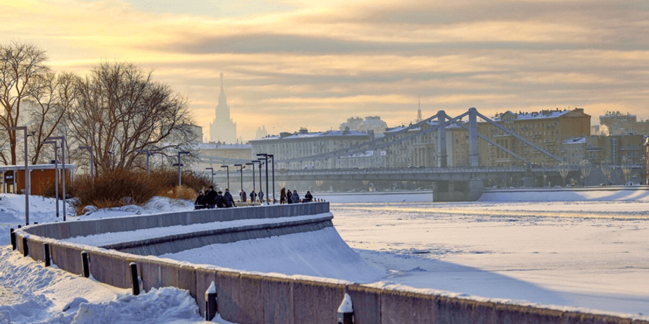 москва, набережная, снег, зима