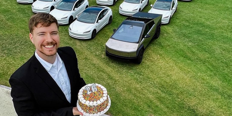 MrBeast tesla, Tesla Model 3, Tesla Cybertruck, електромобіль Tesla