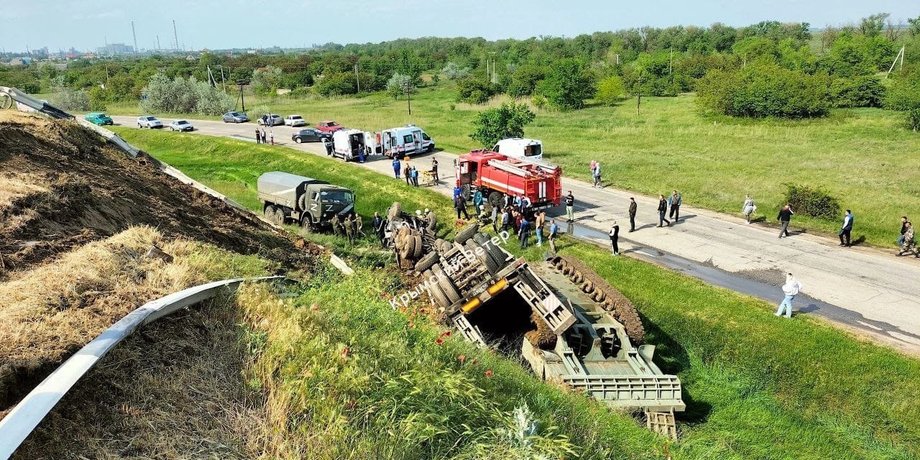 красноперекопськ новини, ішунь новини, ішунь дтп, красноперекопськ дтп, тягач із військовою технікою