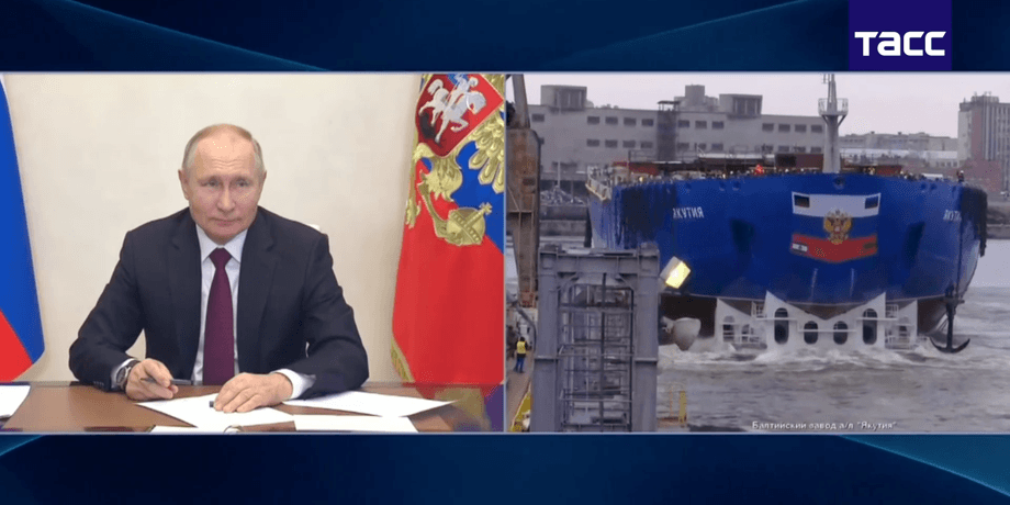 Владимир Путин, президент россии Владимир Путин, путин якутия, путин церемония спуска ледокола, путин ледокол