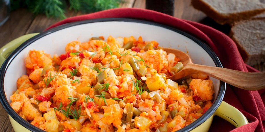 Цветная капуста с томатным соусом, цветная капуста рецепт, цветная капуста, постное блюдо