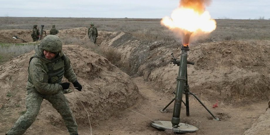 Міномет ЗС РФ, російський міномет влучання, ЗСУ вдарили по мінометах, БПЛА удар по мінометах ЗС РФ, дрони ЗСУ удару по ЗС РФ