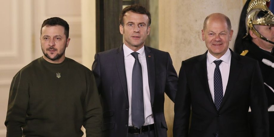 Олаф Шольц, Эммануэль Макрон, Владимир Зеленский, война в Украине, переговоры