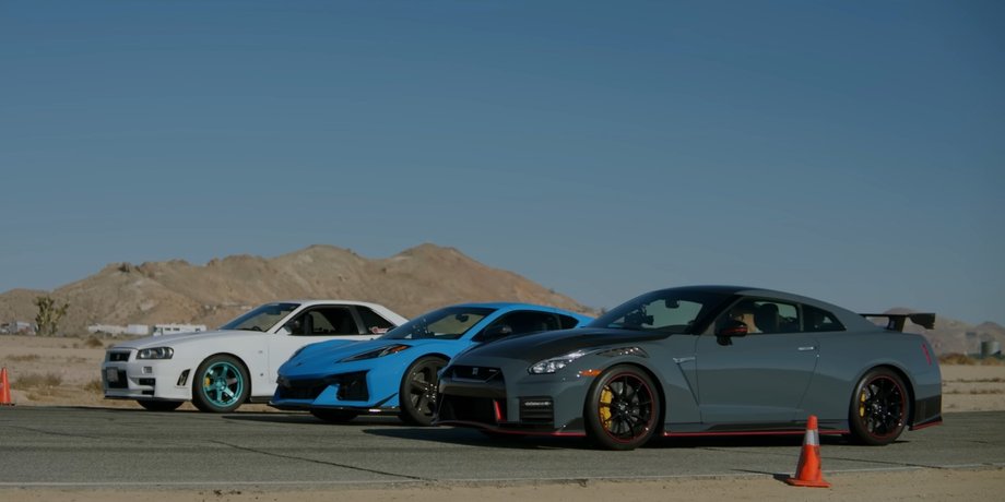 Nissan Skyline GT-R, Nissan GT-R Nismo, Chevrolet Corvette Z06, Гонка, Заезд, Драг-рейсинг, Авто, Автомобили, Видео