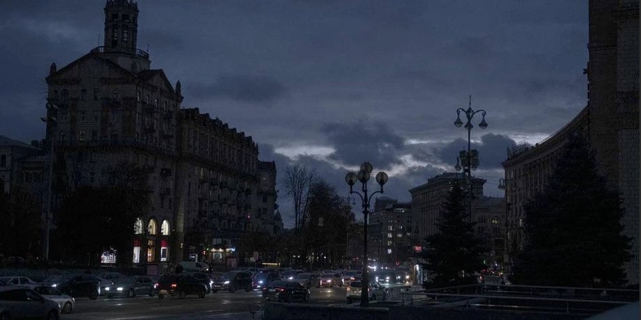 киев, вечер, машины, улица, отключение электричества