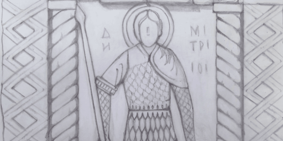 Святой Дмитрий Солунский, история, киевская русь, артефакт, каменная плита, волынь, искусство Киевской Руси