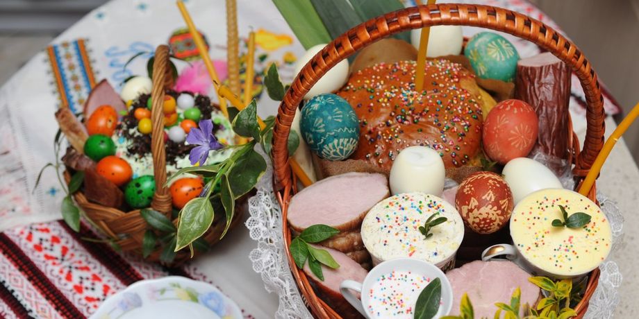 кошик, Великдень, їжа, свічки, свічки