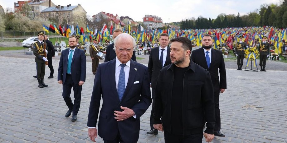 Король Швеции Карл XVI Густав и Зеленский во Львове