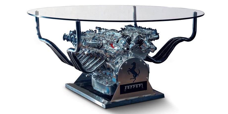 стол феррари, двигатель феррари, Ferrari V12, двигатель Ferrari, мебель Ferrari, двигатель Ferrari V12