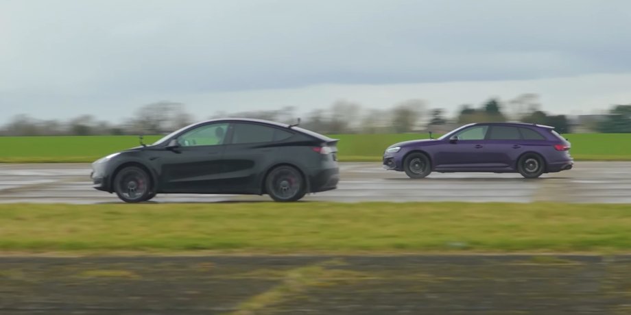 Audi, Audi RS4 Avant, Tesla, Tesla Model Y, Блогери, Перегони, Заїзд, Порівняння, Універсал, Кросовер, Електрокар, Авто
