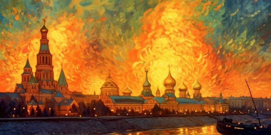 Нейросеть показала фото пылающего Кремль