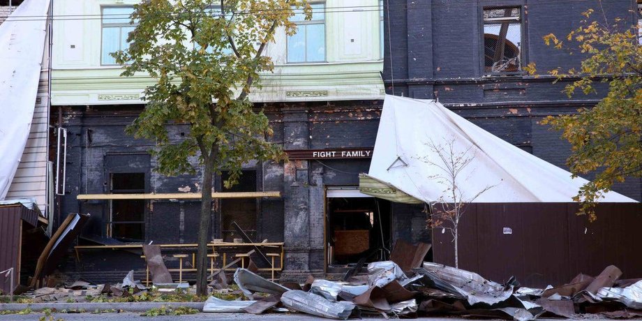 Киев, обстрел, разрушения
