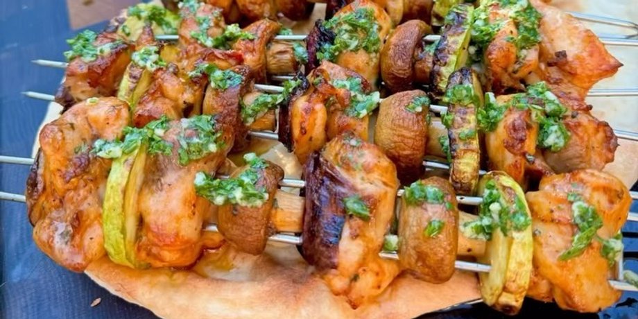куриный шашлык с овощами, рецепты для пикника