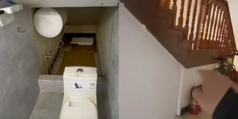 Квартира під сходами в Китаї, крихітна квартира, унітаз, туалет, унітаз посеред квартири, унітаз посеред кімнати, оренда житла