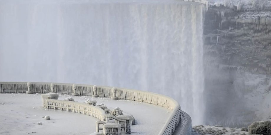 Ніагарський водоспад, зледеніння, США, Канада, мороз, шторм, лід