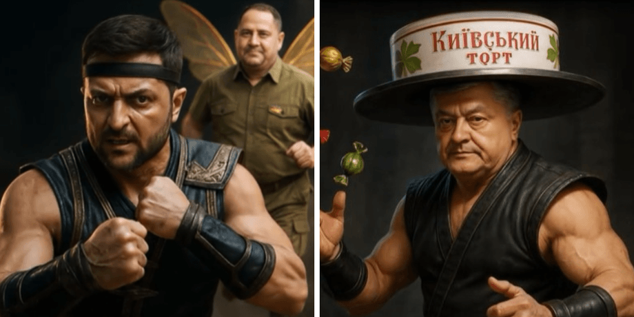 Володимир Зеленський та Петро Порошенко у вигляді героїв гри Mortal Kombat
