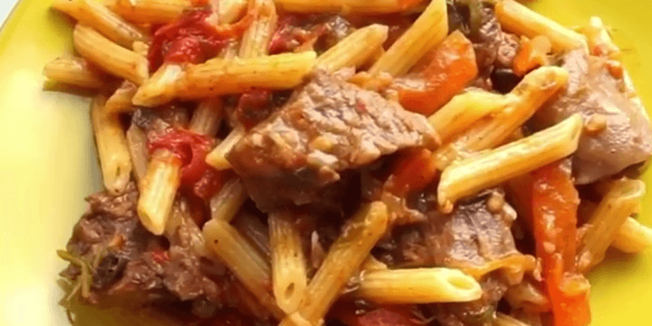 макароны, макароны с мясом и овощами
