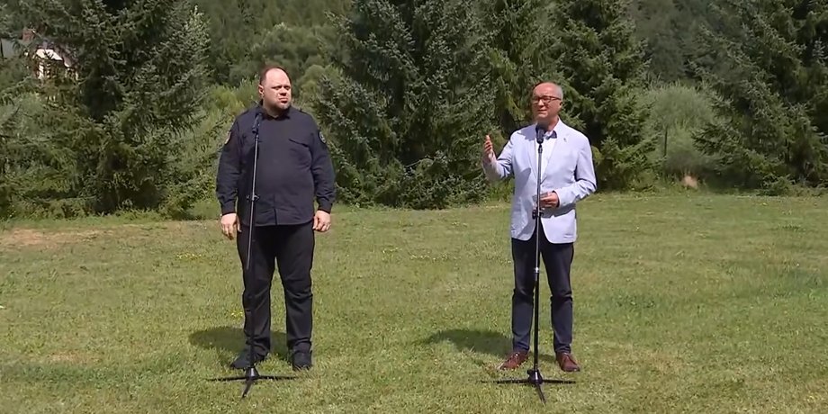 фото спікера Верховної ради Руслана Стефанчука та спікера Сейму Польщі Влодзімежа Чажастого