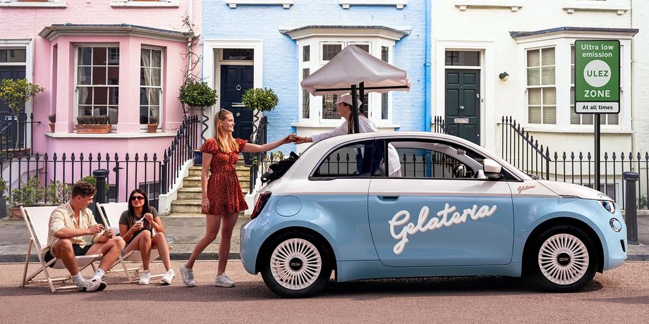 Fiat, Fiat 500e, Fiat 500e Gelateria Edition, Авто, Автомобілі, Електрокар, Електромобіль, Морозиво, Фото