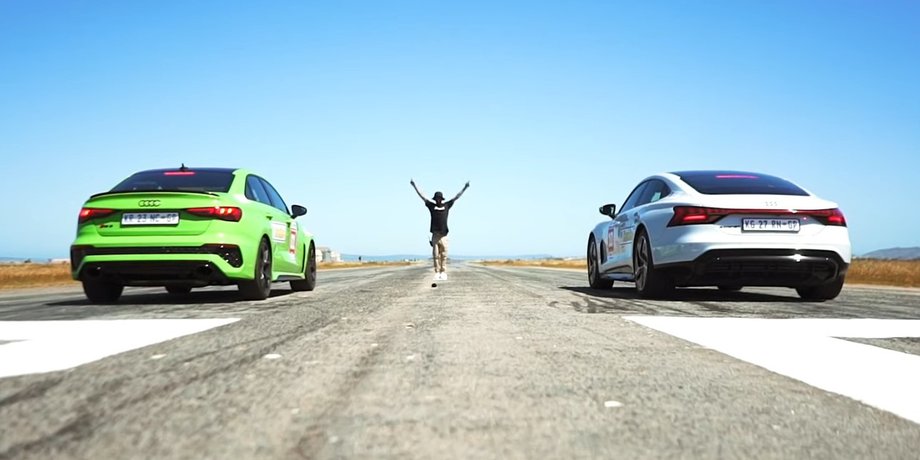 Audi, Audi RS3, Audi E-Tron GT, Гонки, Драг-рейсинг, Заезд, Видео, Седан, Электромобили, Авто, Автомобили