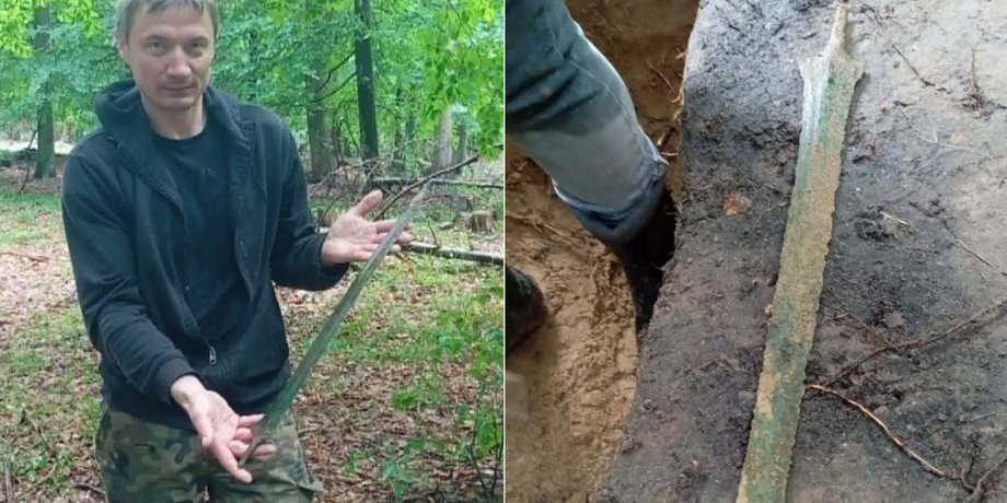 Пошуковець зі знахідкою Пошуковець знайшов бронзовий меч