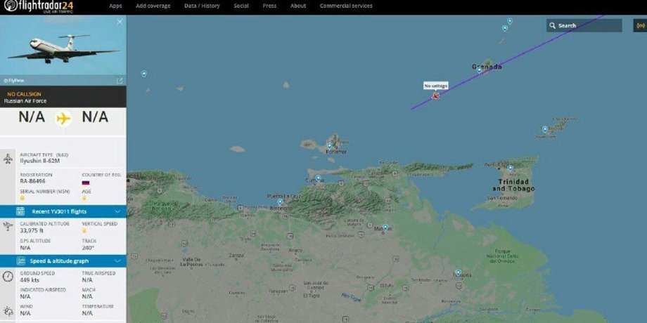 Скриншот с Flightradar24