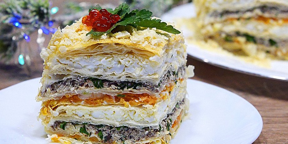 Закусочный торт со шпротами, закусочный торт, закуска со шпротами