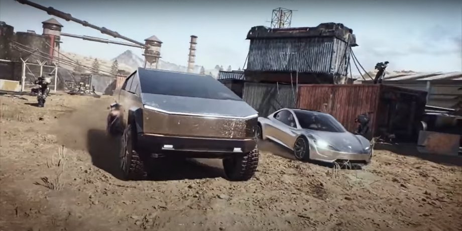 Трейлер Tesla Cybertruck и Tesla Roadster