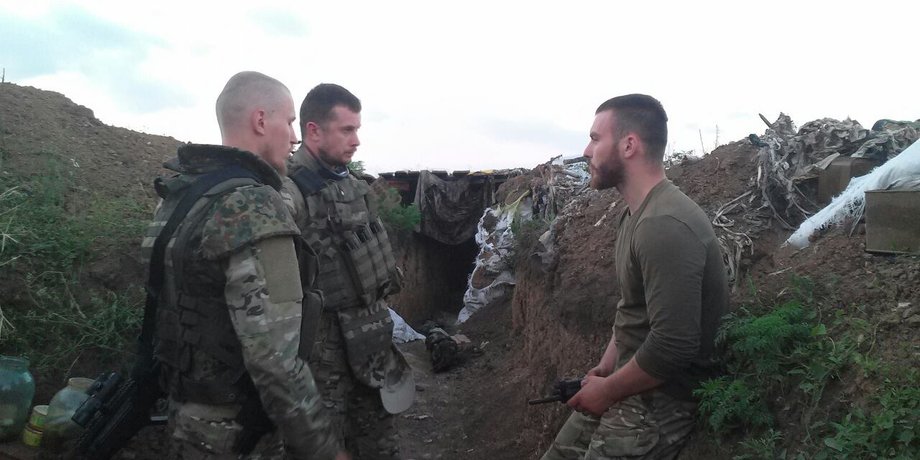 Андрей Билецкий в Широкино / Фото пресс-службы полка "Азов"
