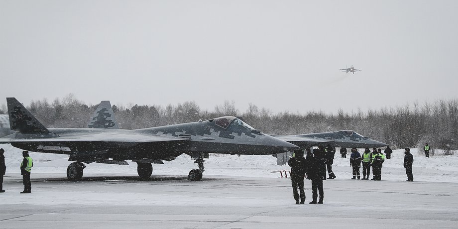 Истребитель Су-57 российская авиация Ахтубинск авиабаза
