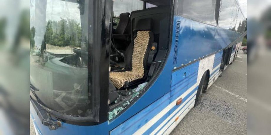 Пострадавший автобус в Харьковской области