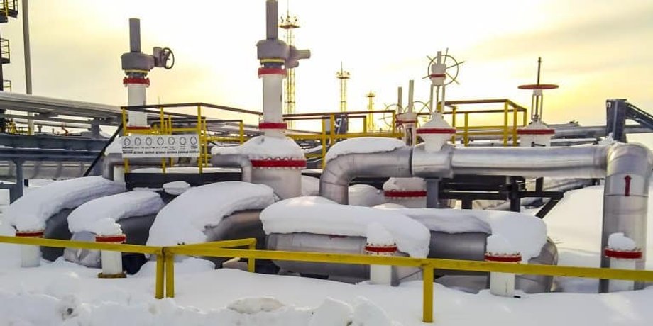 газопровод, снег, зима
