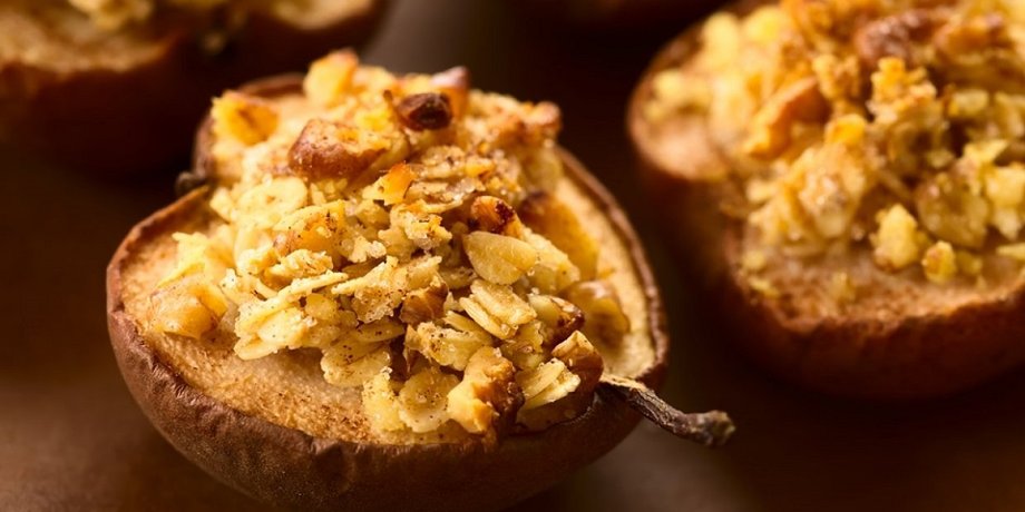 Запеченные груши с овсянкой, запеченные груши, груши с овсянкой, полезный десерт