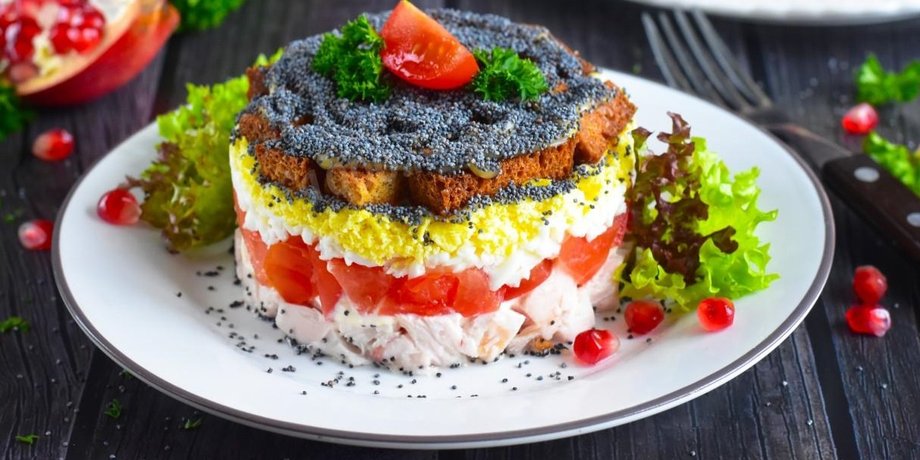 Салат "Курка під кайфом", салат із куркою, курячий салат, листковий салат