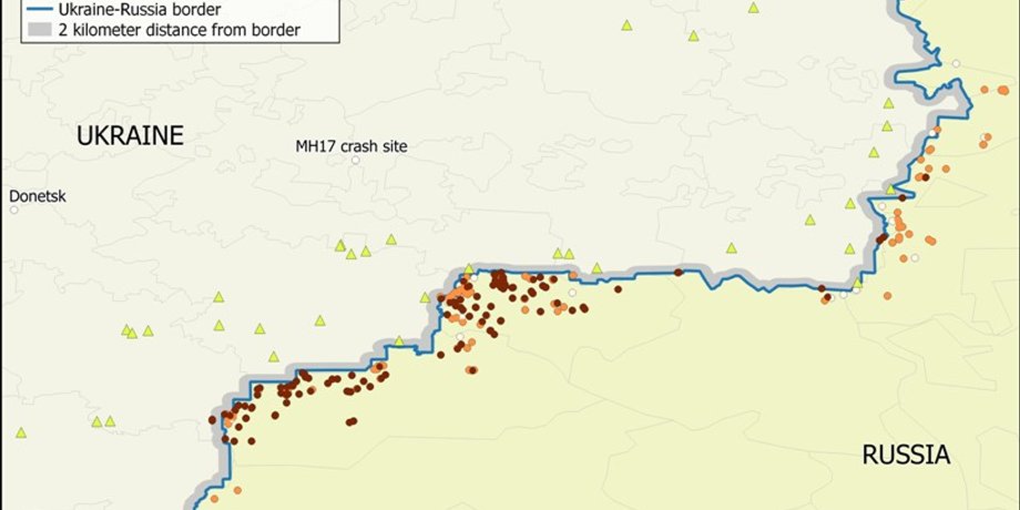 Карта артобстрелов Украины с территории РФ / Иллюстрация: bellingcat.com