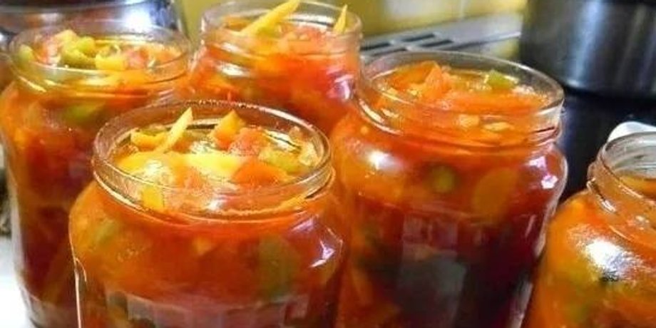 овощной салат, заготовки на зиму, еда, консервация
