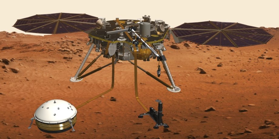 Посадочный аппарат InSight, иллюстрация художника. NASA