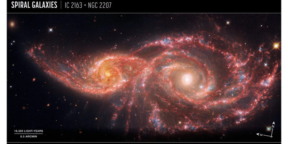 Спиральные галактики, IC 2163, NGC 2207