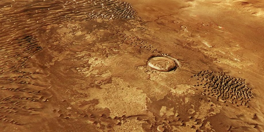 Mars Express сделал потрясающие снимки 100-метровых "металлических" волн на Марсе