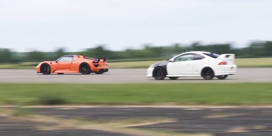 Porsche, Porsche 918 Spyder, Honda, Honda Integra Type R, Авто, Автомобілі, Суперкар, Спорткар, Відео