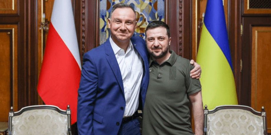 Дуда, Зеленский, флаг Польши, флаг Украины