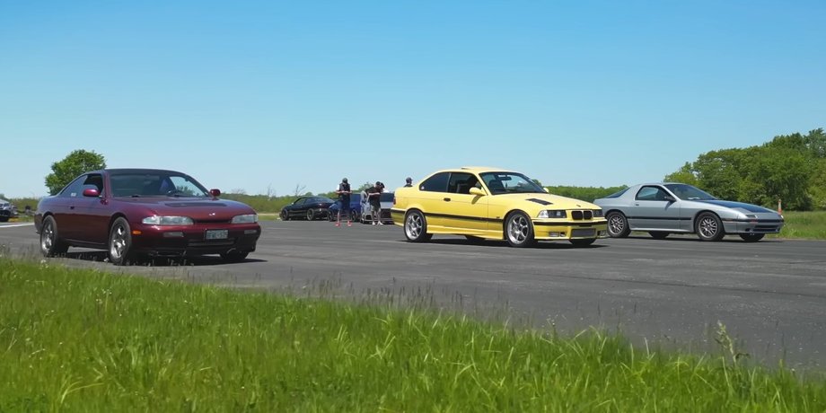 BMW M3, Mazda RX-7, Nissan 240SX, Гонки, Драг-рейсинг, Авто, Автомобили, Заезд, Тюнинг