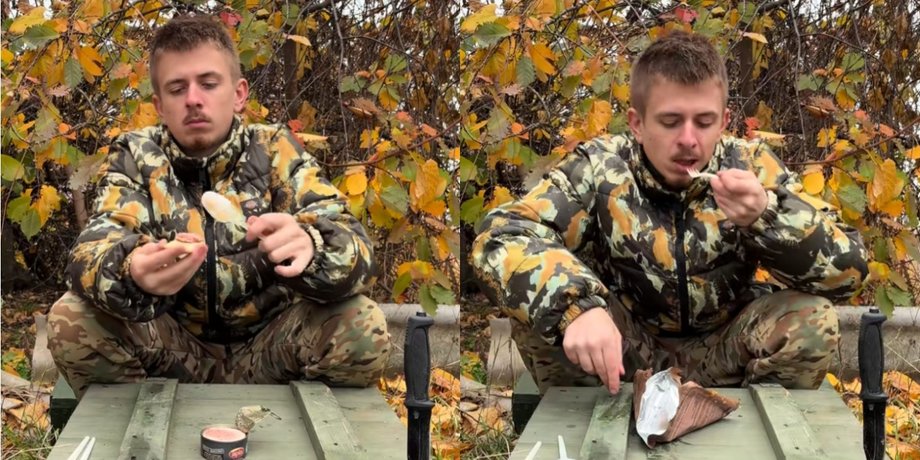 Военный дегустирует блюда из сухпайка польской армии и делится впечатлениями