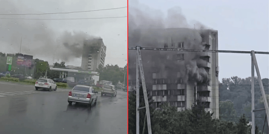 Пожар во Львове охватил отель Власта