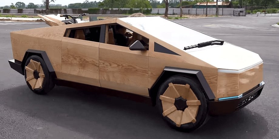 Tesla, Tesla Cybertruck, Дерево, Авто, Автомобили, Умелец, Пикап, Электрокар, Электромобили, Видео