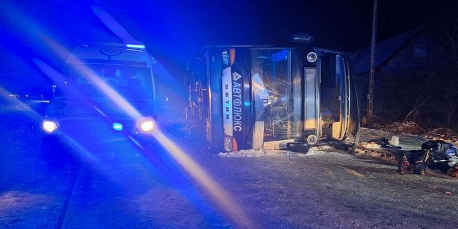 авария в Польше, украинский автобус перевернулся в Польше, люблинское воеводство, автобус дтп польша 27 января