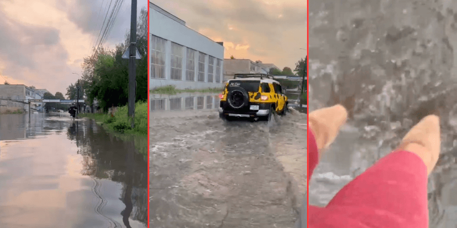 В результате непогоды на Ровнеской области дожди затопили Ровно и дорога превратилась в море
