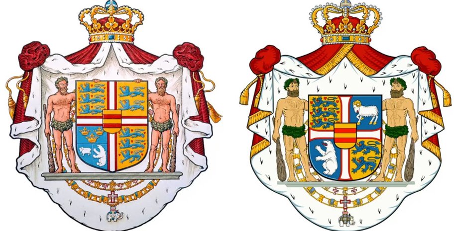 Старый и новый герб Дании